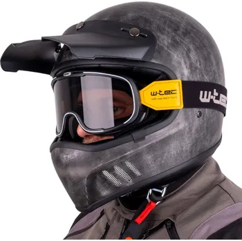 Helma na motorku W-tec Moto přilba Retron s brýlemi Chesster (Barva: Rusty Grey, Velikost: L (59-60))