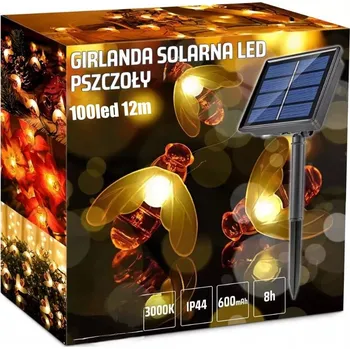 Venkovní osvětlení Solární světýlka GIRLANDA VČELKY zahradní VČELY voděodolné 100 LED 12m