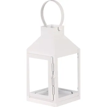 Svícen Autronic Lucerna kovová - čtyřboká, barva bílá