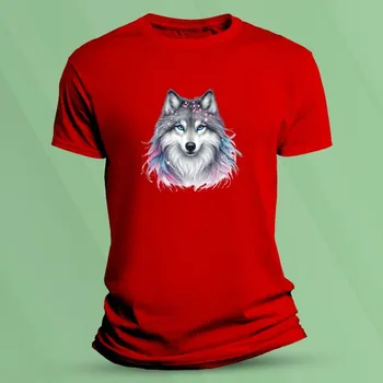 Dětské bavlněné tričko Vlk pro holky Červená velikost 104 (3-4 roky)