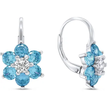 Náušnice Brilio Silver Něžné stříbrné náušnice s modrými zirkony Kytičky EA307WAQ + 2 měsíce na vrácení zboží