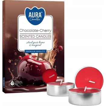 Svíčka Parafínová vonná svíčka Čokoláda - Višeň Aura 6 ks