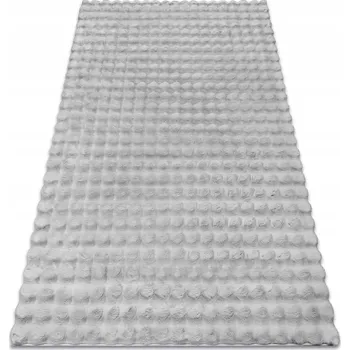 Koberec KOBEREC BUBBLE 140x190 stříbrný KOŽEŠINA KRÁLIČÍ KOŽEŠINY dvouúrovňový #MTT047