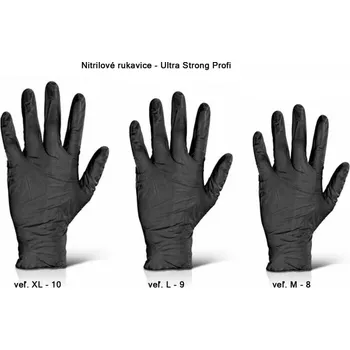 Pracovní rukavice Pomůcky pro zalévání a práci s pryskyřicí 3. Rukavice nitrilové, černé Ultra Strong L-9 / 1 ks