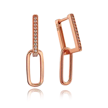 Náušnice Moonlit Stříbrné náušnice s dvojitým řetízkovým designem pozlacené rose gold