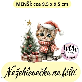 Nažehlovačky na fólii Nažehlovačka na fólii, KOČIČKA VÁNOČNÍ, 1 kus Zvolte VELIKOST motivu ZDE:: Menší