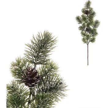 umělá květina Autronic Borovice - umělá větev se šiškami, zelená, ojíněná