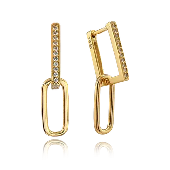 Náušnice Moonlit Stříbrné náušnice s dvojitým řetízkovým designem pozlacené