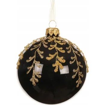 Vánoční dekorace Vánoční Koule vánoční koule 8 cm černá se zlatou ozdobou 1 ks