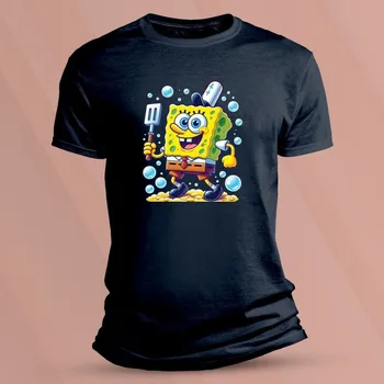 Bavlněné dětské tričko SpongeBob kuchař Tmavě šedá velikost M