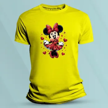 Dětská móda Dětské bavlněné tričko Srdíčková Minnie Žlutá velikost 152 (12-13 let)