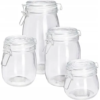 Sklenice SKLENĚNÉ SKLENICE S KLIPEM 500 ML 750 ML 1000 ML 1500 ML 4 KUSY