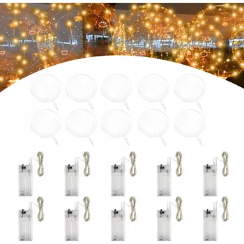 Balónek 10 KS LED BALÓNKY SVÍTÍCÍ VELKÉ SILNÉ SVĚTÝLKA NA TYČCE DEKORACE SVÍTÍ