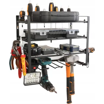 police Závěsná garážová police kovová regál na nářadí silná 31x40 cm dílna