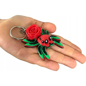 Figurka Skákající kloubová pavoučí figurka s růží – elegantní figurka a stylový přívěsek na klíče