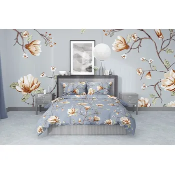 Povlečení Povlak na polštář bavlněný Stanex magnolie zlatá (LS374), 90 x 70 cm, Zip