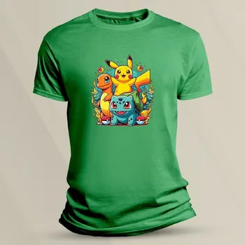 Dětské tričko s potiskem Tři Pokémoni velikost 104 (3-4 roky) Zelená