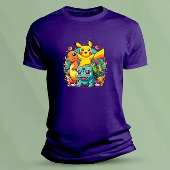 Chlapecké oblečení Dětské tričko s potiskem Tři Pokémoni velikost 152 Purpurová