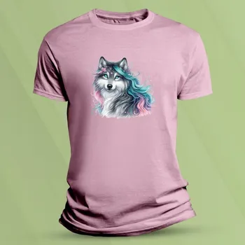 Chlapecké tričko Dětské bavlněné tričko Vlk pro holky 4 Růžová velikost 128 (7-8 let)