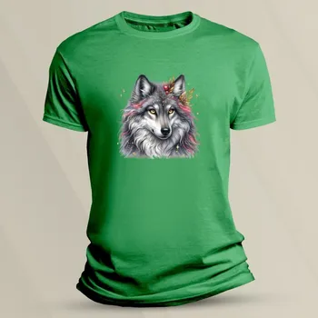 Tričko pro děti Vlk pro holky 5 velikost 116 (5-6 let) Zelená