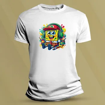 Chlapecké tričko Dětské tričko s potiskem Barevný SpongeBob Bílá velikost 104 (3-4 roky)