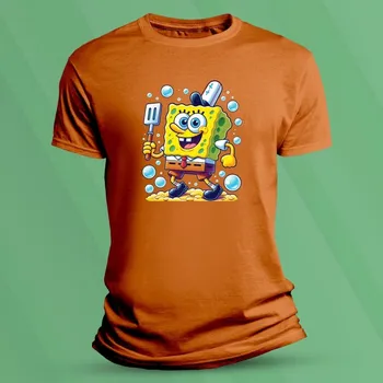 Chlapecké tričko Bavlněné dětské tričko SpongeBob kuchař velikost 116 (5-6 let) Oranžová