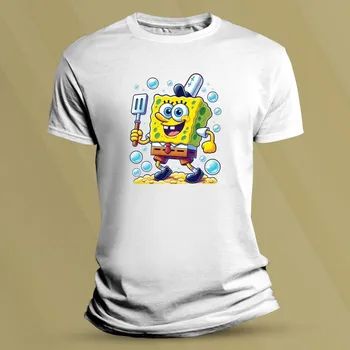 Chlapecké tričko Bavlněné dětské tričko SpongeBob kuchař Bílá velikost L