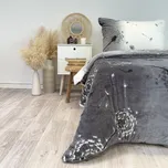Ložní povlečení mikroflanel pampeliška šedá (LS401), 140 x 200 + 90 x 70, Zip