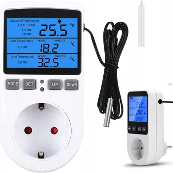 Elektrická zásuvka ELEKTRONICKÝ TERMOSTAT REGULÁTOR Teploty 230V Zásuvka do sítě