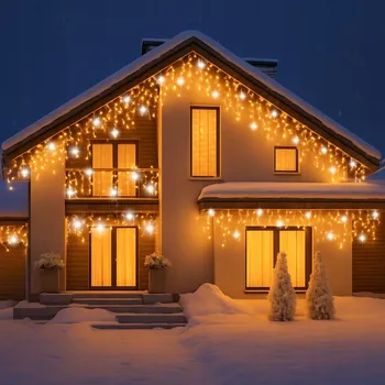 Obraz RAMPOUCHY 300 LED SVĚTELNÝ ZÁVĚS VENKOVNÍ OSVĚTLENÍ IP44 FLASH Teplá Bílá 14M