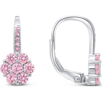 Náušnice Brilio Silver Stříbrné náušnice kytičky s růžovými zirkony EA15 + 2 měsíce na vrácení zboží
