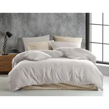 Povlečení Mušelínové povlečení Stanex krémové (LS376), 200 x 220 + 2ks 90 x 70, Zip