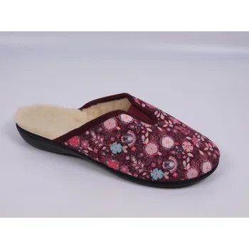 Dámské pantofle Dámské pantofle přezůvky ADANEX DIANA 29840 vínové s květy ZATEPLENÉ plná špička velikost: 40