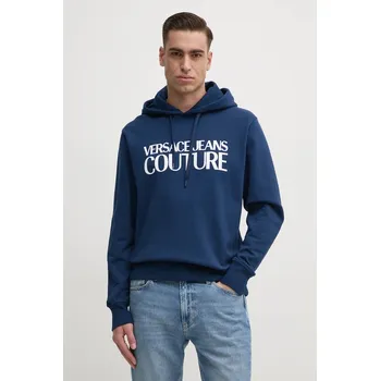 Pánská mikina Bavlněná mikina Versace Jeans Couture pánská, tmavomodrá barva, s kapucí, s aplikací, 78GAIE05 CF00E 78GAIE05.CF00E 59A, vel. L