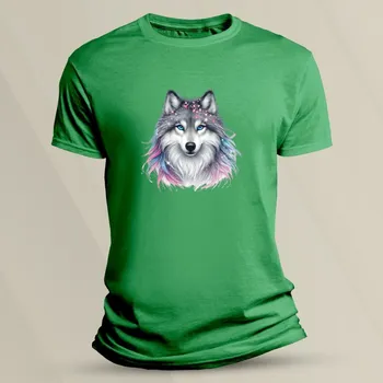 Chlapecké tričko Dětské bavlněné tričko Vlk pro holky velikost 104 Zelená