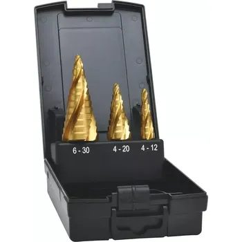 Vrták Sada stupňovitých vrtáků HSS TiN 4nás. spir.drážka 4-30 mm EXACT