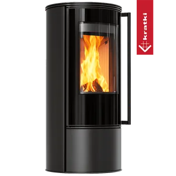 Krbová kamna Kratki Samostatná ocelová kamna KOZA SKADI s černým termotecem s