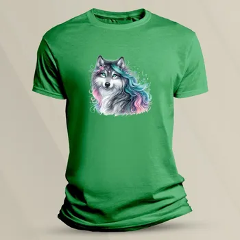 Dětské bavlněné tričko Vlk pro holky 4 velikost M Zelená