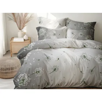 Povlečení Ložní povlečení krepové Stanex pampeliška šedá (LS401), 140 x 220 + 90 x 70, Knoflíkové