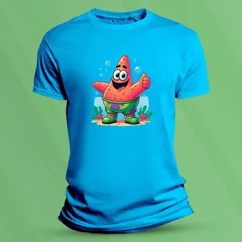 Bavlněné dětské tričko Patrick Star velikost 116 (5-6 let) Azurová