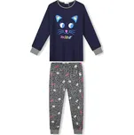 DÍVČÍ PYŽAMO S KOČKOU - MP1765 Velikost: 164, Barva: Tmavě modrá