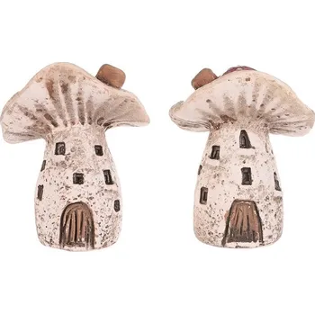 Vánoční dekorace Autronic Houba keramická - domeček, mix 2 druhů, cena za 1 ks, sada 6 ks