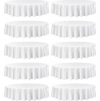 ubrus VEVOR Ubrusy 10 Ks 228,6 cm Pratelné v Pračce a Nemačkavé Kulaté Bílé