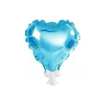Balónek Fóliový balónek na tyčce ve tvaru srdce, modrý, 10 cm