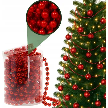 GIRLANDA 5 M KORÁLKY 6 MM ČERVENÁ