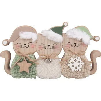 Kočky s kožíškem dřevěné na postavení 25 x 14 x 2 cm