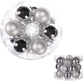 Autronic Ozdoby skleněné - pr. 4 cm, barva stříbrná, cena za balení (18 ks), sada 2 ks