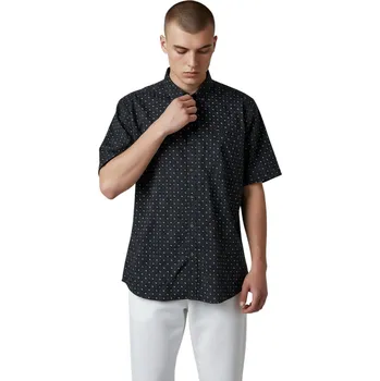 Rawlucci Pánská černá nadměrná společenská košile s krátkým rukávem 02 Barva: Černá, Velikost: 5XL