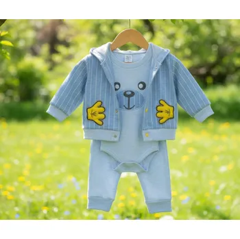 Kojenecká souprava ARIAshop 3-dílná tepláková souprava mikina, tepláky, body Bear 68 (6-9 m)