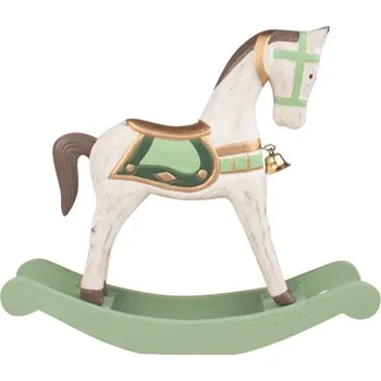 Vánoční dekorace Houpací koník dřevěný na postavení 22,5 x 24 x 7,5 cm